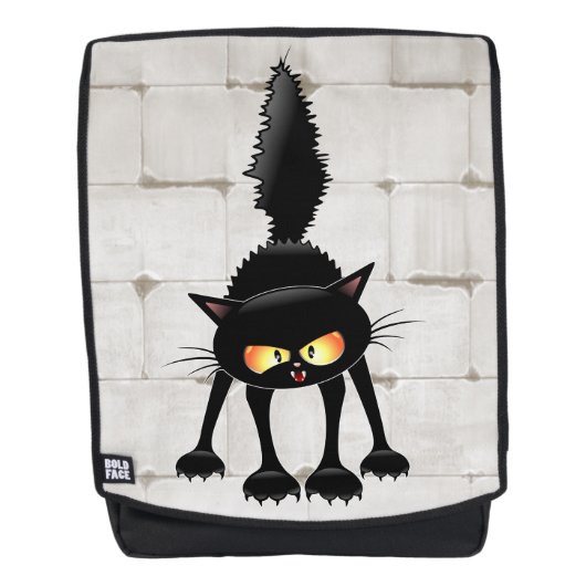 Lustige wilde schwarze Katze Cartoon  Rucksack (Vorderseite)
