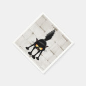 Lustige wilde schwarze Katze Cartoon Serviette (Ecke)