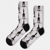 Lustige wilde schwarze Katze Cartoon  Socken (Linkes Detail)