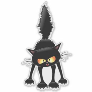 Lustige wilde schwarze Katzen-Cartoon  Aufkleber