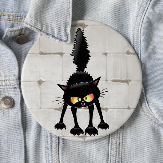 Lustige wilde schwarze Katzen-Cartoon Button (Beispiel)