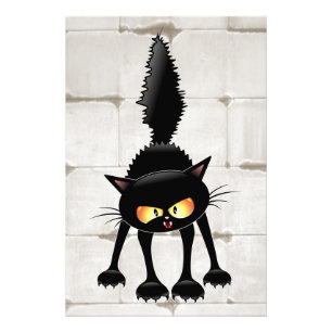 Lustige wilde schwarze Katzen-Cartoon  Fotodruck