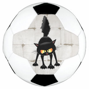 Lustige wilde schwarze Katzen-Cartoon Fußball