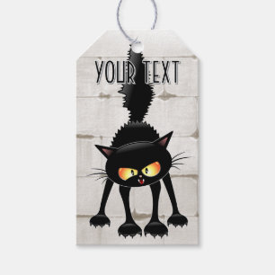 Lustige wilde schwarze Katzen-Cartoon  Geschenkanhänger