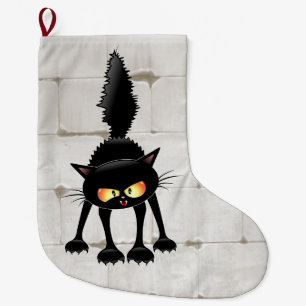 Lustige wilde schwarze Katzen-Cartoon Großer Weihnachtsstrumpf