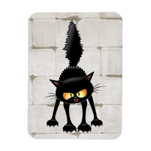 Lustige wilde schwarze Katzen-Cartoon Magnet