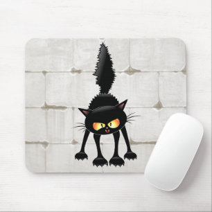 Lustige wilde schwarze Katzen-Cartoon  Mousepad