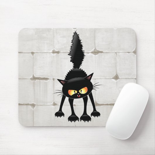 Lustige wilde schwarze Katzen-Cartoon Mousepad (Mit Mouse)