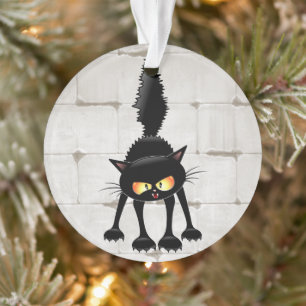 Lustige wilde schwarze Katzen-Cartoon  Ornament