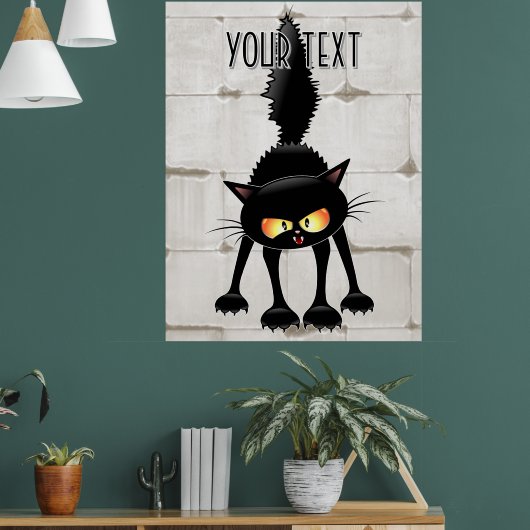 Lustige wilde schwarze Katzen-Cartoon Poster (Wohnzimmer 1)