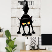Lustige wilde schwarze Katzen-Cartoon Poster (Heimbüro)