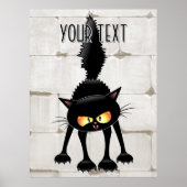Lustige wilde schwarze Katzen-Cartoon Poster (Vorne)