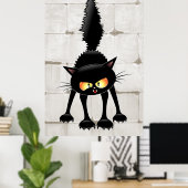 Lustige wilde schwarze Katzen-Cartoon  Poster (Heimbüro)