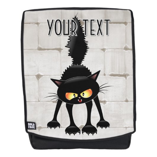 Lustige wilde schwarze Katzen-Cartoon Rucksack (Vorderseite)