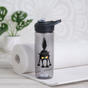 Lustige wilde schwarze Katzen-Cartoon  Trinkflasche