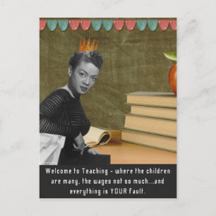 Lustige Willkommenslehrerin Vintage Schwarze Frau Postkarte