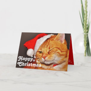 Lustige Winke Katze Weihnachtsmann & Frohe Weihnac Karte