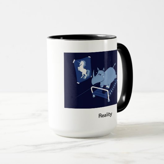 Lustige Wirklichkeits-Tasse Tasse (VorderseiteRechts)