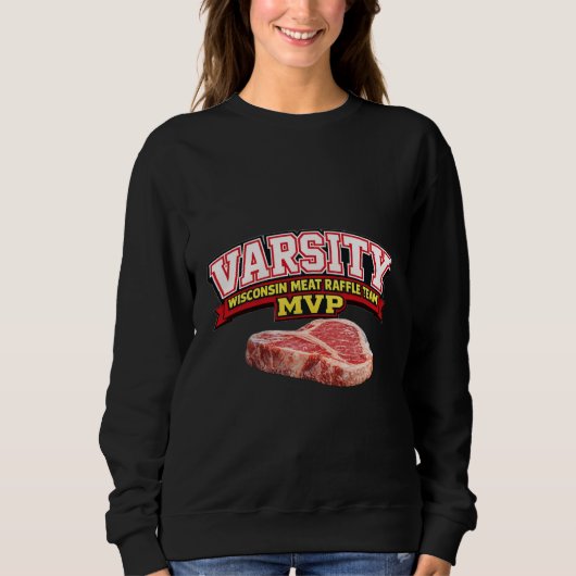 Lustige Wisconsin-Fleischverlosung Varsity-Team-MV Sweatshirt (Vorderseite)