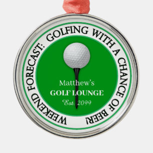 Lustige Wochenend-Golf-Lounge / Bar  Ornament Aus Metall