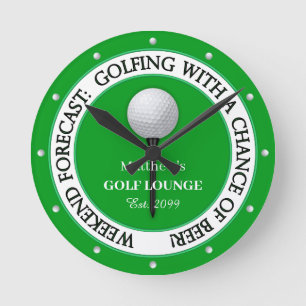 Lustige Wochenend-Golf-Lounge / Bar-Wanduhr Runde Wanduhr
