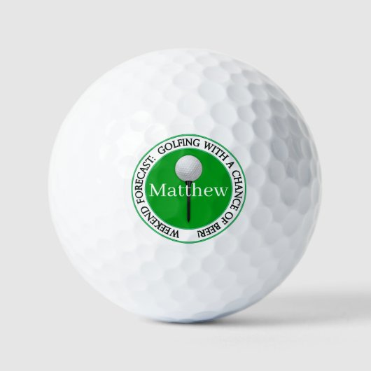 Lustige Wochenendvorhersage Golfbälle (Vorderseite)