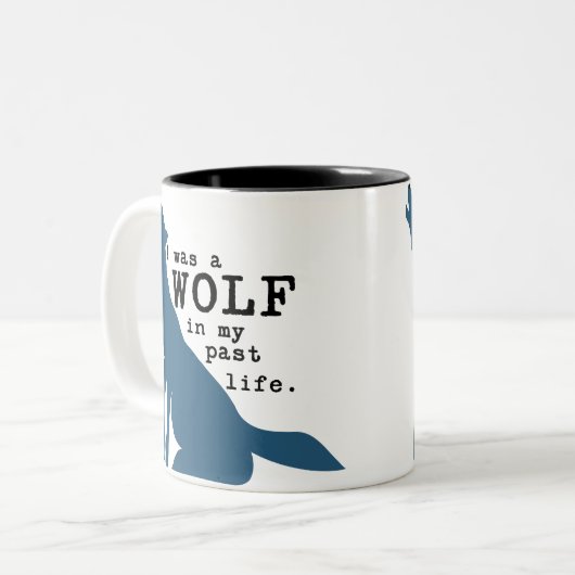 Lustige Wolf-Tasse Zweifarbige Tasse (Vorderseite Links)