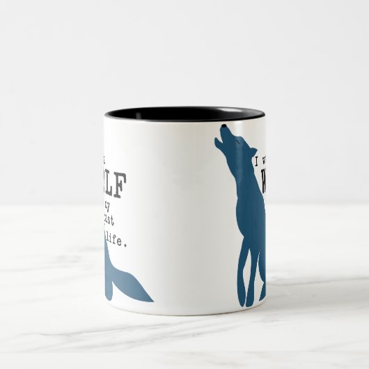 Lustige Wolf-Tasse Zweifarbige Tasse (Mittel)