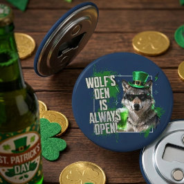 Lustige Wolfs Den ist immer geöffnet St. Paddys Flaschenöffner