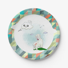 lustige Wolke und Schafe. wolkig. dreieckig Pappteller