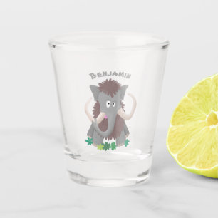 Lustige wollige Mammut-Cartoon-Illustration  Schnapsglas