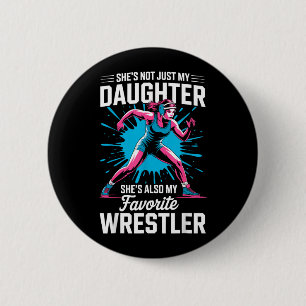Lustige Wrestling-Mutter Vater Tochter Mädchen Wre Button