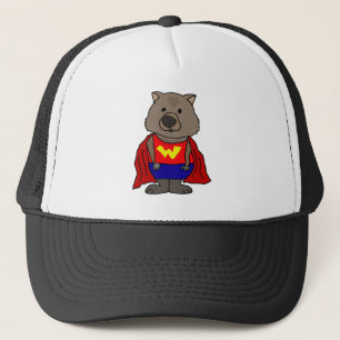 Lustige Wunder Wombat Superhero-Cartoon-Kunst Truckerkappe