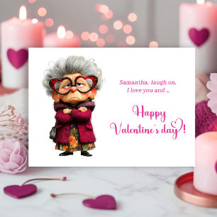 Lustige wütende alte Dame Valentinskarte Quirky Feiertagskarte