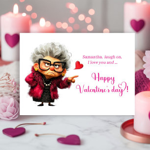 Lustige wütende Dame Hot Pink Stimmung Valentinsta Feiertagskarte