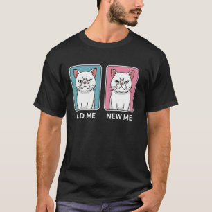 Lustige wütende Katze altes Ich neues Ich sarkasti T-Shirt
