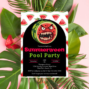 Lustige Wütende Wassermelone Sommerween Poolparty Einladung