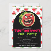 Lustige wütende Wassermelone Summerween Poolparty Einladung (Vorderseite)