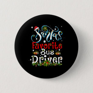 Lustige Xmas-Beleuchtung Santas Lieblingsbusfahrer Button