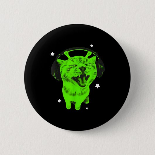 Lustige Y2k-Alienkatze-Meme Retro-Alberne-Katze-Vi Button (Vorderseite)