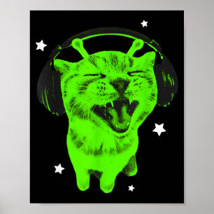 Lustige Y2k-Alienkatze Meme Retro Alberne Katze Vi Poster