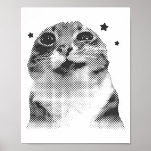 Lustige Y2k Retro-Katze Alberne Vintage-Kätzchen M Poster