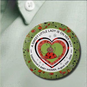 Lustige Yoga-Stretching-Ladybug Herz-Baby-Party Button