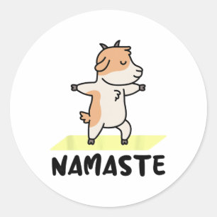 Lustige Yoga-Tier-Designs - Namaste - Süße Ziege m Runder Aufkleber