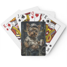 Lustige Yorkshire Terrier Mechaniker Spielkarten