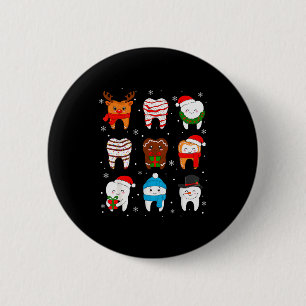 Lustige Zahnärztliche Weihnachten Zähne Süße Xmas  Button