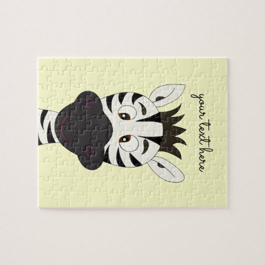 Lustige Zebra-Cartoon-Gelbgewohnheit scherzt Puzzle (Horizontal)