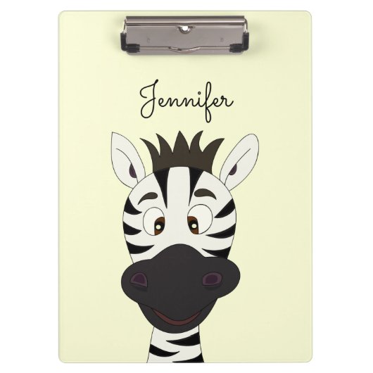 Lustige Zebra-Cartoonkinder Klemmbrett (Vorderseite)