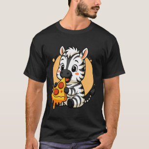 Lustige Zebra-Pizza-essendes Grafik-Jungen-Mädchen T-Shirt