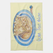 lustige Zeichentrickfigur blauer Hut und Apfelkuch Geschirrtuch (Vertikal)